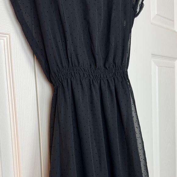 Split Black Ruffled Mini Dress - Picture 4 of 16